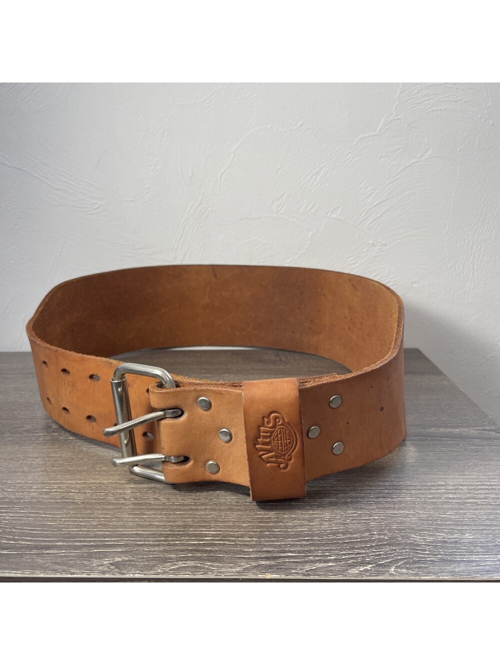 Read* Vintage Altus Heavy Leather Double Prong Weight Lifting Belt XL 42"- 47"